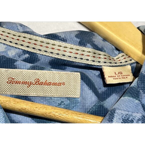 Tommy Bahama Silk Shirt Mens Large Blue Geometric Button Up Short Sleeve Casual - Picture 8 of 10